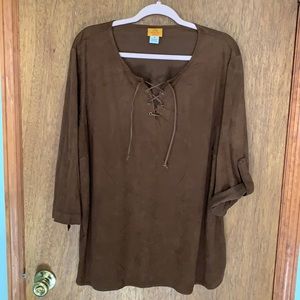 Ruby Rd. Woman Faux Suede Shirt